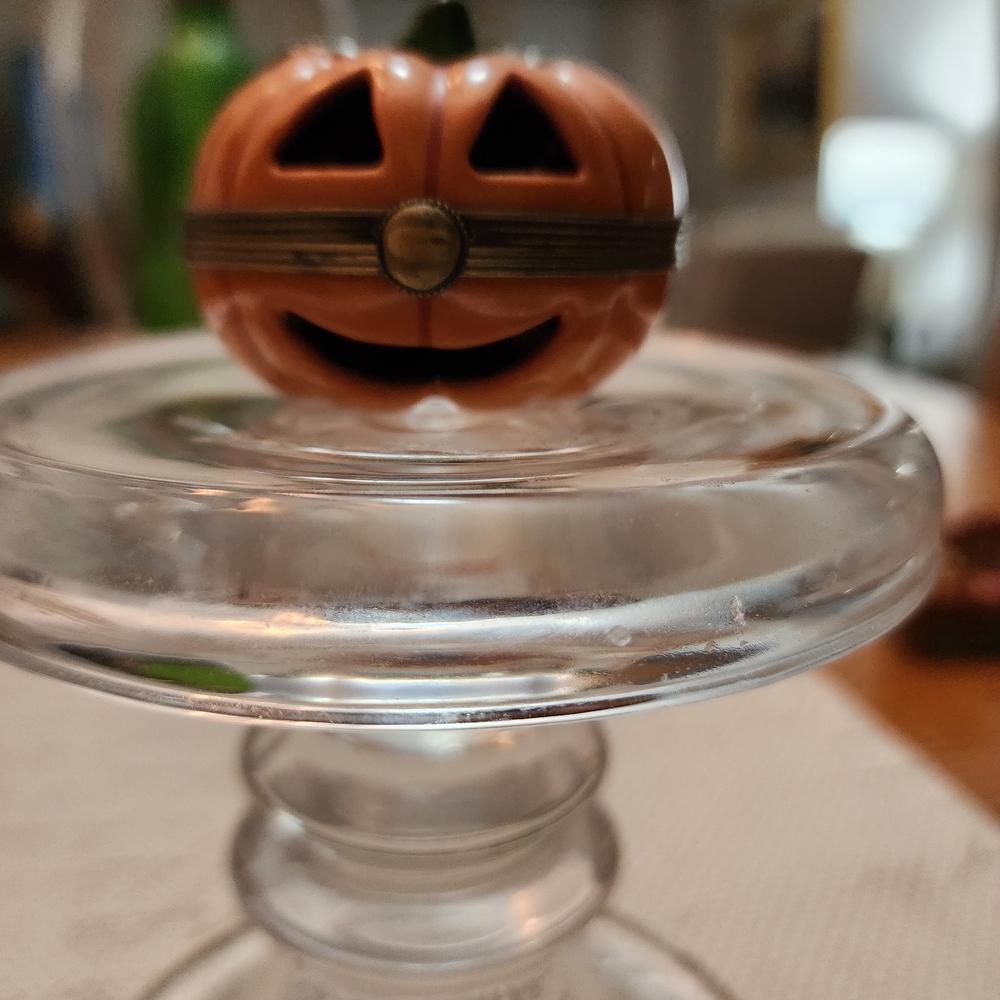 Limoges Pumpkin Trinket Box - Orange and Black